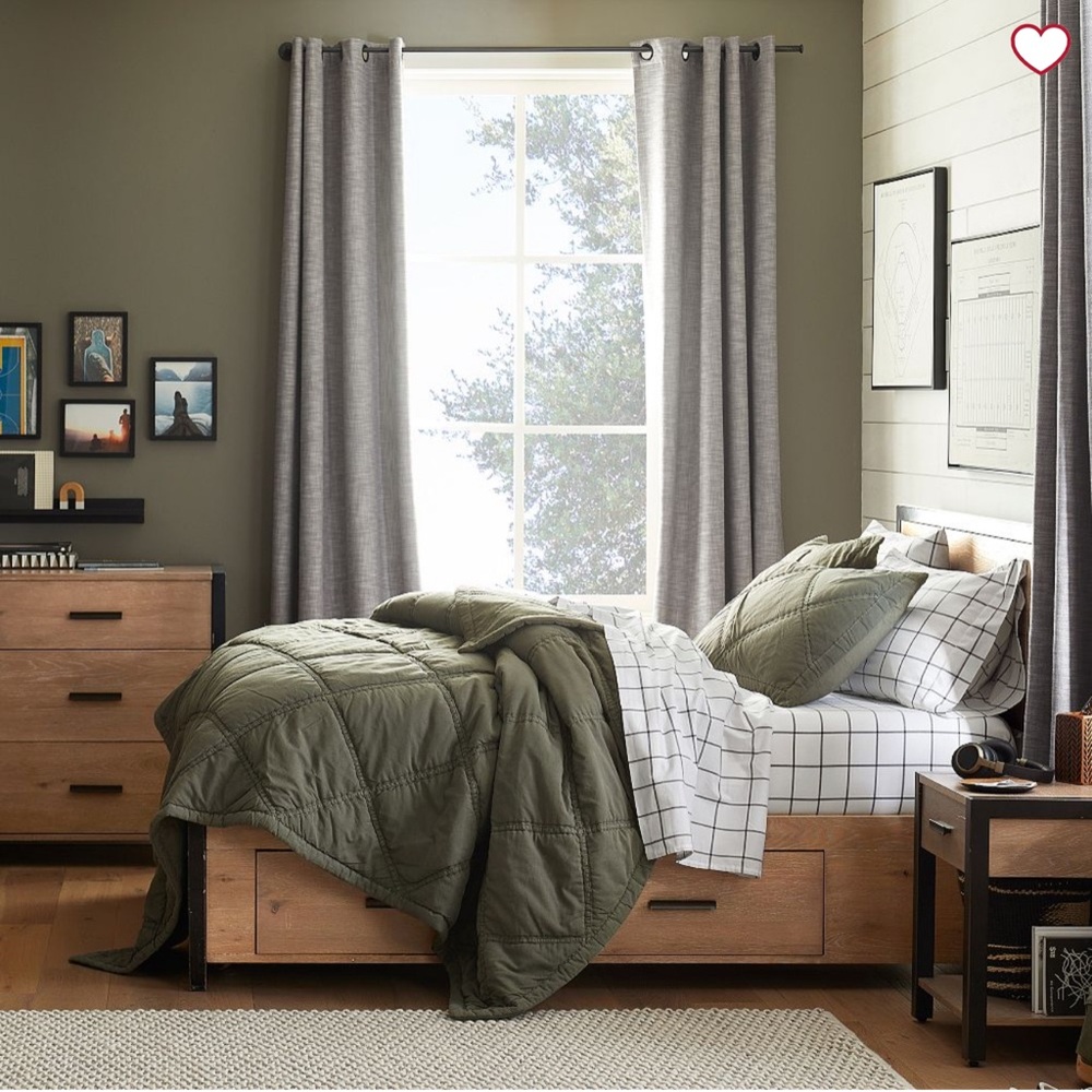 Pottery Barn Boxter Plaid Organic Sheet Set - Queen